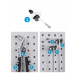 Banco professionale regolabile con parete e cassetto, 250 cm, blu e antracite