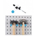 Banco professionale regolabile con parete e cassetto, 250 cm, blu e antracite
