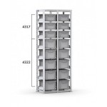 Scaffale con 16 cassette Euro Box 400x300 mm, L810 x P421 x H2003 mm