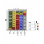Scaffale con 16 cassette Euro Box 400x300 mm, L810 x P421 x H2003 mm