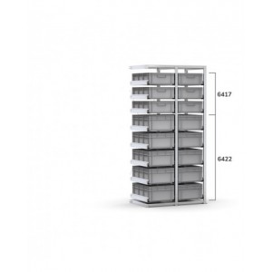 Scaffale aggiuntivo con 16 cassette Euro Box 600x400 mm, L960 x P621 x H2003 mm