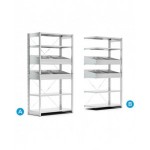 Scaffalatura per minuterie a 6 ripiani con divisori, L1057 x P321 x H2011 mm