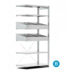 Scaffalatura aggiuntiva a 6 ripiani con divisori, L1028 x P621 x H2011 mm