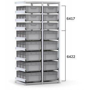 Scaffale aggiuntivo con 16 cassette Euro Box 600x400 mm, L960 x P621 x H2003 mm