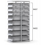 Scaffale aggiuntivo con 16 cassette Euro Box 600x400 mm, L960 x P621 x H2003 mm