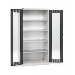 Armadio con ante a battente fessurate in policarbonato 54x27 EH, PERFOM14007, grigio chiaro e grigio antracite