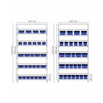 Scaffalatura kanban con 7 piani inclinati e separatori, L1057 x P621 x H2016 mm