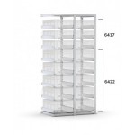 Scaffale aggiuntivo vuoto per cassette 600x400 mm, L960 x P621 x H2003 mm