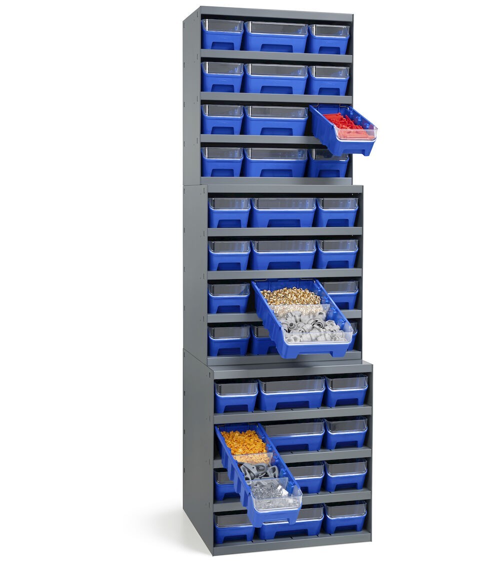 5kg Rk Box Scaffale con 12 contenitori RK Box Air con divisori e frontalini, L500 ...
