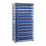 Scaffale con 13 piani e 72 contenitori RK Box Air con divisori e frontalini, L1057 x P521 x H2011 mm