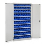 Armadio a battente con 68 contenitori RK Box Air, L1023 x P555 x H2000 mm, grigio