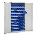 Armadio a battente con 68 contenitori RK Box Air, L1023 x P555 x H2000 mm, grigio