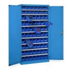 Armadio a battente con 68 contenitori RK Box Air, L1023 x P555 x H2000 mm, blu