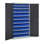 Armadio a battente con 60 contenitori RK Box Air, L1023 x P555 x H2000 mm, grigio e antracite