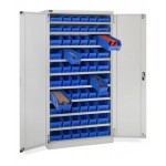 Armadio a battente con 60 contenitori RK Box Air, L1023 x P555 x H2000 mm, grigio