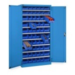 Armadio a battente con 60 contenitori RK Box Air, L1023 x P555 x H2000 mm, blu