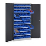 Armadio a battente con 52 contenitori RK Box Air, L1023 x P555 x H2000 mm, grigio e antracite