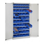 Armadio a battente con 52 contenitori RK Box Air, L1023 x P555 x H2000 mm, grigio