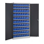 Armadio con 60 contenitori RK Box Air con divisori e frontalini, L1023 x P555 x H2000 mm, grigio e antracite