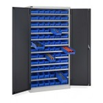 Armadio con porte a battente con 72 contenitori RK Box Air, L1023 x P555 x H2000 mm, grigio e antracite