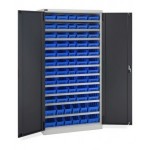 Armadio con porte a battente con 62 contenitori RK Box Air, L1023 x P555 x H2000 mm, grigio e antracite