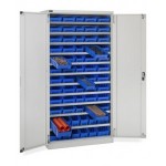 Armadio con porte a battente con 62 contenitori RK Box Air, L1023 x P555 x H2000 mm, grigio