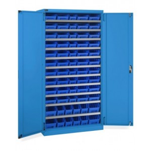 Armadio con porte a battente con 62 contenitori RK Box Air, L1023 x P555 x H2000 mm, blu