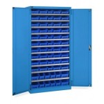 Armadio con porte a battente con 62 contenitori RK Box Air, L1023 x P555 x H2000 mm, blu