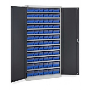 Armadio con 72 contenitori RK Box Air con divisori e frontalini, L1023 x P555 x H2000 mm, grigio e antracite