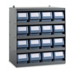 Scaffale a 5 ripiani con 16 cassette RK Box Classic, L500 x P300 x H545 mm