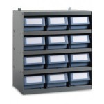 Scaffale a 5 ripiani con 12 cassette RK Box Classic, L500 x P300 x H545 mm