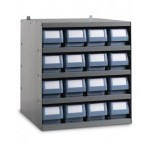 Scaffale a 5 ripiani con 16 cassette RK Box Classic, L500 x P500 x H545 mm