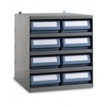 Scaffale a 5 ripiani con 8 cassette RK Box Classic, L500 x P500 x H545 mm