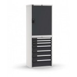 Armadio portautensili con porte a 7 cassetti, 3 piani regolabili, L714 x P573 x H2000 mm