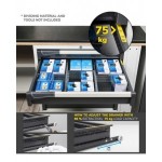 Armadio portautensili con porte a 7 cassetti, 3 piani regolabili, L714 x P573 x H2000 mm