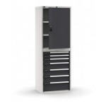 Armadio portautensili con porte a 7 cassetti, 3 piani regolabili, L714 x P573 x H2000 mm