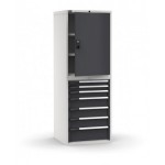Armadio portautensili con porte, 7 cassetti e 3 piani regolabili, L714 x P726 x H12000 mm