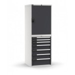 Armadio portautensili con porte, 7 cassetti e 3 piani regolabili, L714 x P726 x H12000 mm