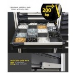 Armadio portautensili con porte, 7 cassetti e 3 piani regolabili, L714 x P726 x H12000 mm