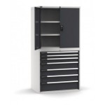 Armadio portautensili a 7 cassetti e 3 piani regolabili, L1020 x P726 x H2000 mm