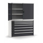 Armadio portautensili a 7 cassetti e 3 piani regolabili, L1428 x P726 x H2000 mm