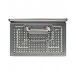 Cassetta in acciaio inox forata con maniglie, mis. 272-4, ⌀ foro 3 mm,  L480 x P315 x H200 mm