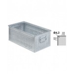 Cassetta metallica forata con maniglie, mis. 272-4, ⌀ foro 4,2 mm, L480 x P315 x H200 mm