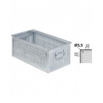 Cassetta metallica forata con maniglie, mis. 272-4, ⌀ foro 5,5 mm,  L480 x P315 x H200 mm