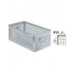 Cassetta metallica forata con maniglie, mis. 272-4, ⌀ foro 15 mm,  L480 x P315 x H200 mm