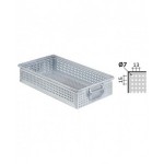 Cassetta metallica forata con maniglie, mis. 272-4A2, ⌀ foro 7 mm,  L480 x P315 x H105 mm