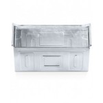 Cassetta zincata a bocca di lupo con traversino, mis. 5P4, L480 x P540 x H300 mm