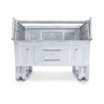Cassetta zincata a bocca di lupo con slitte e traversino, mis. 5, L480 x P725 x H385 mm