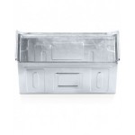 Cassetta zincata a bocca di lupo con doppio traversino, mis. 5P4, L480 x P540 x H300 mm