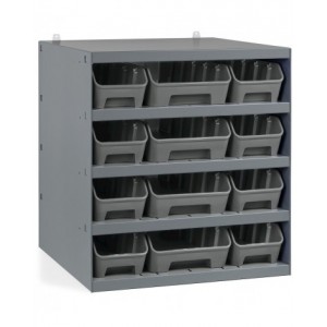 Scaffale con 12 contenitori RK Box Air in PP riciclato, L500 x P500 x H545 mm